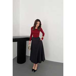 Wholesale Satin Silk Cotton Balloon <b>Skirts</b> <b>Black</b> Embroidered Sequins Print Decoration Flared Design XS Size Natural <b>Long</b> Plain - Product Image 5