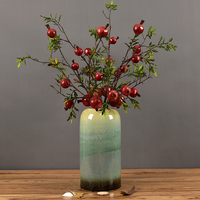 En gros Baies artificielles effet naturel, 5 têtes, Branches de fleurs et fruits de grenade artificiels, Décoration de Noël, Étanche, Écologique