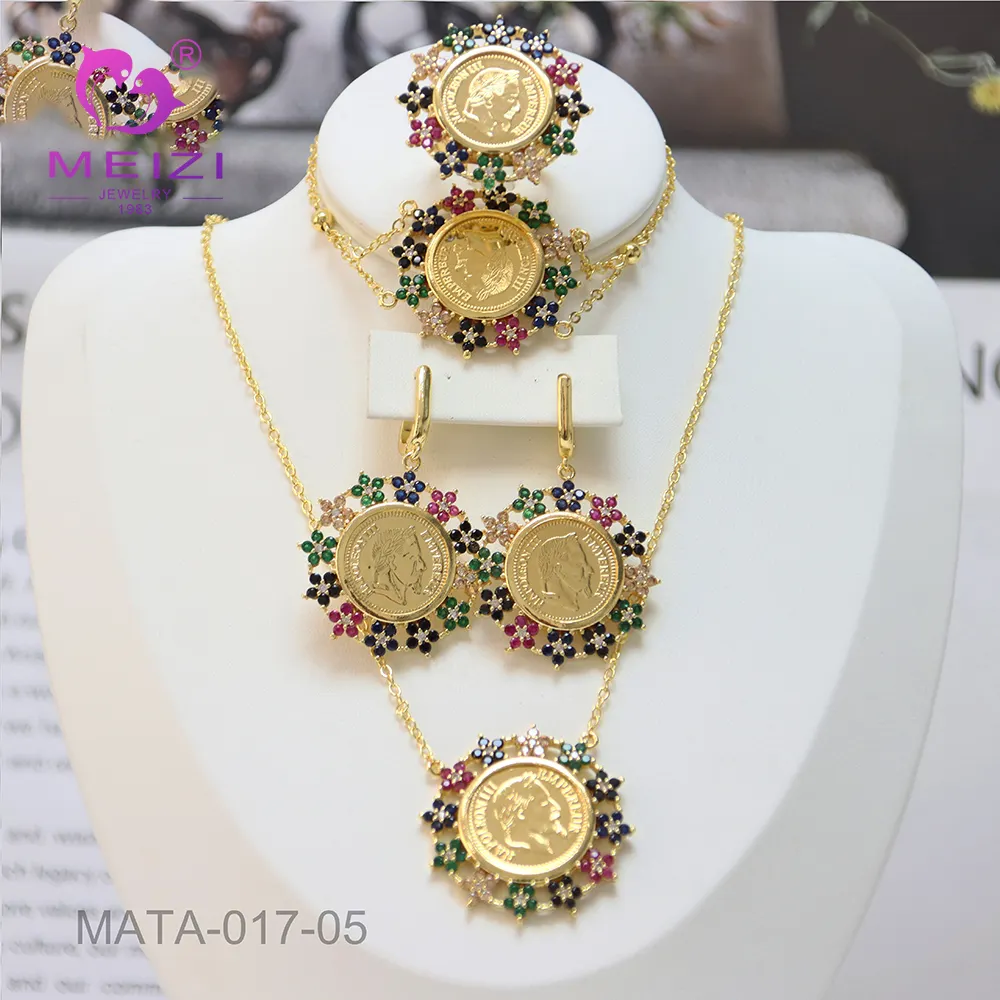MEIZI Jewelry 18K Gold Plated Designer Brands Set bracciale orecchini collana Set di gioielli per le donne