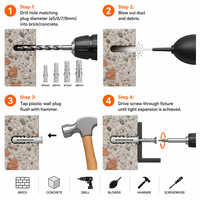 Ensemble de 136 chevilles murales en plastique colorées, 4 tailles, chevilles d'expansion avec boîte de rangement réutilisable pour la décoration intérieure et la fixation murale