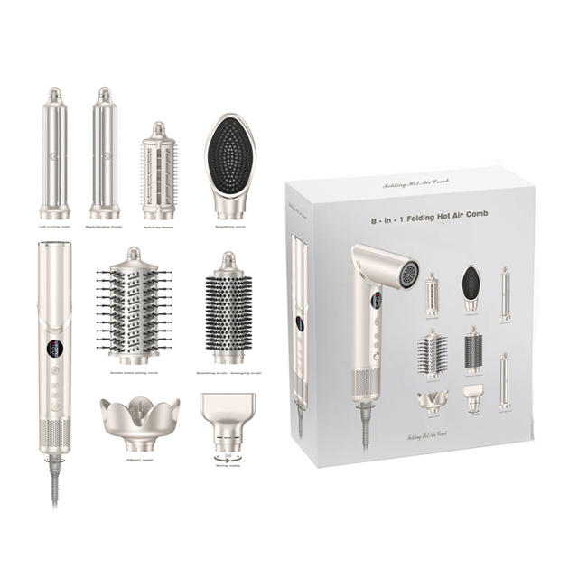 Multifunctional 8-in-1 Ionic Hair Styler and Dryer High-Speed Hot Air Brush Volumizer