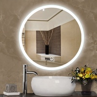 Espejo de Baño LED Redondo Inteligente para Hogar y Hotel, con Luz Regulable, Función Antivaho, Bluetooth, Espejo de Vanidad Montado en la Pared