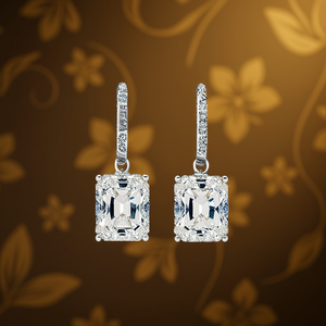 Orecchini E1547 in Oro Bianco con Diamanti Taglio Smeraldo Colore D Naturali Certificati GIA Stile Classico da Sposa per Donna - Product Image 2