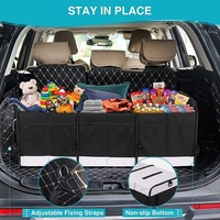 5L grande boîte de rangement organisateur de coffre de siège arrière de voiture pliante noire avec 2 boucles de sangle réglables multi-compartiments pour SUV
