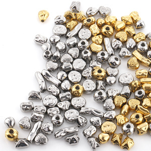 Perles en acier inoxydable plaqué or 5 mm, perles d'espacement irrégulières pour bracelets DIY, perles en vrac - Product Image 5