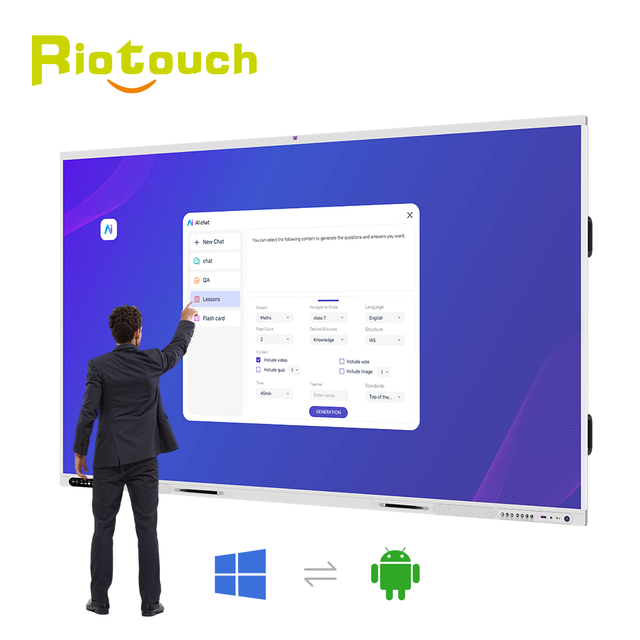 Android Interactive Whiteboard Support AI Assistant Touch Display Panel Wall Mount Interactive Smart Whiteboard