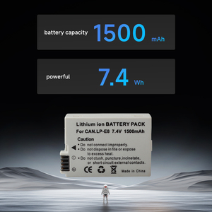 1500mAh <span class=keywords><strong>Batterie</strong></span> <span class=keywords><strong>LP</strong></span>-<span class=keywords><strong>E8</strong></span> pour <span class=keywords><strong>Canon</strong></span> EOS 550D 600D 650D 700D Kiss X4 X5 X6i X7i Rebel T2i Caméra 7.4V Tension - Product Image 4