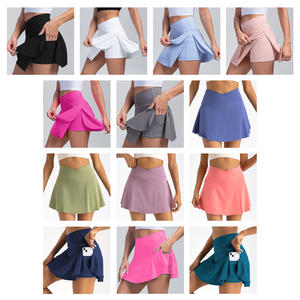 กางเกงเทนนิสเอวสูง2-in-1ของผู้หญิงผ้าสแปนเด็กซ์/ ไนลอนยืดได้4ทิศทางแห้งเร็วระบายอากาศได้ดีป้องกันรังสียูวี - Product Image 2