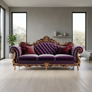 Premium Luxury Solid Teak Wood Traditional Royal Carved Design Eco-Friendly 3-Seater <b>Sofa</b> <b>Set</b> for Grand Living Room - Product Image 2