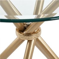 Meubles de salle à manger, table ronde avec plateau en verre, contemporaine, pour salon, appartements, avec pieds en acier inoxydable, table à manger