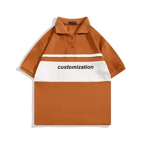 Camiseta polo de malha com logotipo de homens bordados plus size color bloco de camisas polo de golfe personalizadas impressão personalizada