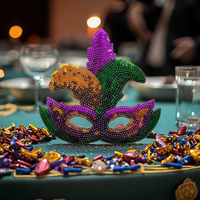Patchs brodés à sequins en feutre à sequins et masque de reine pour vêtements-Mardi Gras Party