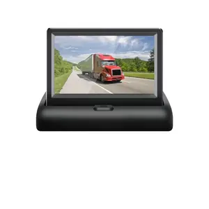 4.3 นิ้วจอภาพรถยนต์แบบพับได้ที่จอดรถย้อนกลับ IR/LED การมองเห็นได้ในเวลากลางคืนด้านหลังกล้อง LCD/TFT หน้าจอทีวี/DVD รวม AV