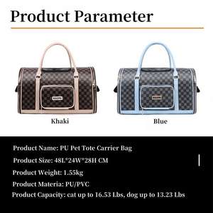 Lüks PVC Kare Fermuarlı Yumuşak Kenarlı Evcil Hayvan Taşıma Çantası, 7 kg'a Kadar Kediler ve Köpekler için Katlanabilir Taşınabilir - Product Image 5