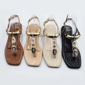 Latest design Roman sandals women's 2023 summer new Strappy Sandal South America South Africa shoes wholesale rhinestone Snap