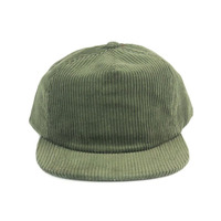 Gorra de Béisbol de 5 Paneles con Visera Plana, Color Verde Militar, para Adultos, de PVC, Informal, Cálida, Transpirable, Deportiva, Lisa, de Pana, para las Cuatro Estaciones