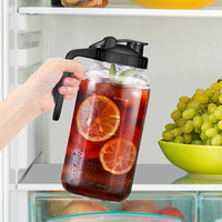 Pot Mason en verre à large ouverture de 64oz avec couvercle à bec verseur hermétique étanche
