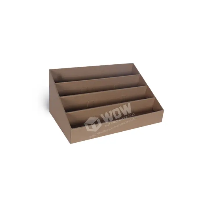 Retail Cardboard Corrugated POS Counter Display Stand Box 4 Tier Cardboard Tabletop Book Display Recyclable