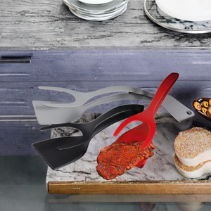 Juego de 3 Espátulas de Plástico Antiadherentes, Rojas, Negras y Grises, Utensilios de Cocina para Cocinar Bistec y Omelette - Product Image 3