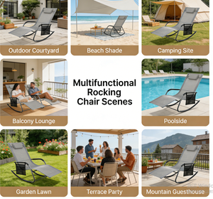 Sillón Reclinable Multifuncional y Resistente para Exteriores, Diseño Convertible, con Almohada <span class=keywords><strong>Desmontable</strong></span> y Bolsillo de Almacenamiento - Product Image 6