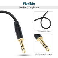 1/4 Inch TRS Instrument Cable Gold Plated Copper Shell 6.35mm TRS Male to 6.35mm Male Stereo Cable for Electric Guitar