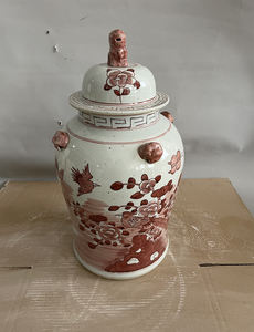 रेट्रो 60 सेमी उच्च बड़े चीनी बरतन अदरक जार सिरेमिक प्राचीन चीनी लाल पुष्प और पक्षी अदरक के जार हाथ से चित्रित वैसों - Product Image 3