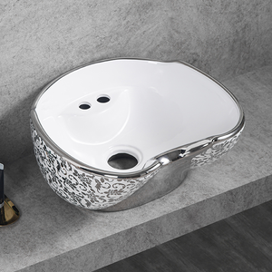 JX013 Meuble de salon moderne de luxe en céramique couleur or, lavabo de coiffure auto-nettoyant avec glaçure pour salle de bain d'hôtel - Product Image 5