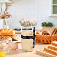 Kit de pot de départ de levain avec bande d'alimentation marquée par la date, thermomètre, grattoir de pot de Fermentation de levain, couverture en tissu