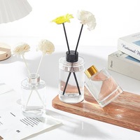 Bouteilles de diffuseur à roseaux en verre rondes de 100 ml, 120 ml, 150 ml, 200 ml, vides, rechargeables, pour parfums et arômes, avec bouchon à vis