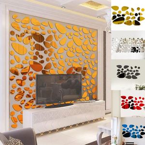18Pcs/<b>Set</b> Removable Self-adhesive <b>Wall</b> Stickers 3D Pebble Decals <b>Mirror</b> Surface Acrylic Living Room Ornament DIY Home Decoration - Product Image 2
