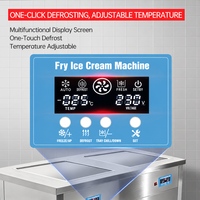 Machine commerciale thaïlandaise à glace frite avec double plaque carrée et 6 bacs à garnitures, pour stand de street food