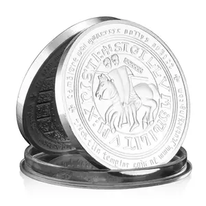 नाइट टेम्पलर बैज सिल्वर प्लेटेड सिक्का संग्रहणीय स्मारिका उपहार नाइट स्मारक सिक्का