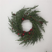 Couronne artificielle en cèdre vert de 10 pouces pour bougie, décoration de fenêtre et de maison