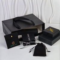 Coffret d'emballage de bijoux en cuir noir UMS, écologique, sur mesure, luxe, pour homme et femme, pour bagues, colliers, bracelets