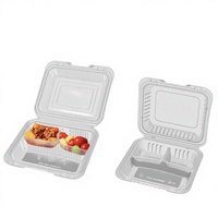 Boîte à lunch rectangulaire jetable à trois compartiments, écologique, pour la restauration, modèle TS