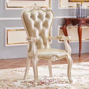 Taburete de Tela Estilo Europeo, Silla de Madera Estilo Princesa con Respaldo para Salón de Belleza o Recepción - Product Image 3