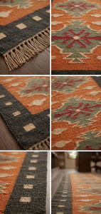 Handwoven Wool Jute Southwestern <b>Runner</b> <b>Rug</b> | Geometric Tribal Kilim Carpet <b>for</b> Boho Hallway Entryway Farmhouse Home Decor - Product Image 6