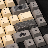 GG Beige/Grey/Yellow Keycaps Cherry Profile Keycaps 148 Keys PBT Sublimation for Mx Switch Magnetic Wooting Mechanical Keyboard