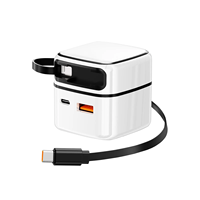 Chargeur mural rétractable Câble de charge intégré de 70cm PD 35W Adaptateur secteur USB-C