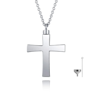Isunni de Plata de Ley 925 recuerdo Memorial joyería de la cremación cenizas urna Colgante Cruz Collar para hombres y mujeres - Product Image 1