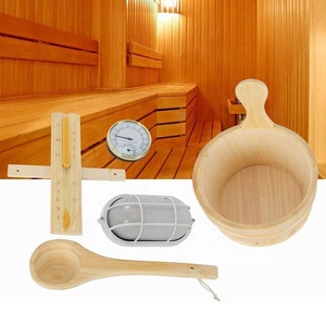 2025 nhà spa tắm hơi Kit thùng gỗ xô dipper Đèn lò nồi Hẹn giờ với Nhiệt kế nước Scoop đồng hồ cát tắm hơi phụ kiện Kit - Product Image 2