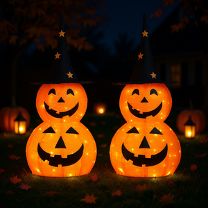 2 lumières LED en forme de citrouille pour Halloween, 3 pieds, blanc chaud, IP44, décorations d'extérieur - Product Image 2