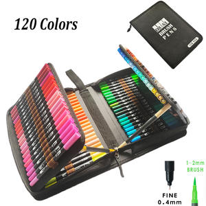 Marqueur à eau <span class=keywords><strong>double</strong></span> embout en plastique noir, 120 couleurs, <span class=keywords><strong>pointe</strong></span> souple, ensemble de peinture pour étudiants en art, coloriage, cadeau - Product Image 6