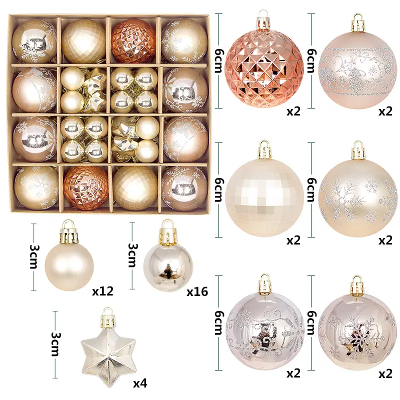 Xmas Tree Decorations Adornos De Navidad Shatterproof Christmas Balls Ornament Baubles with Silk Screen Printing