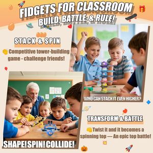 Vipctery Fidget Spinners Jouets de voyage pour enfants et adolescents Jouets sensoriels portables Autisme 5 à 7 ans Plastique Unisexe - Product Image 3