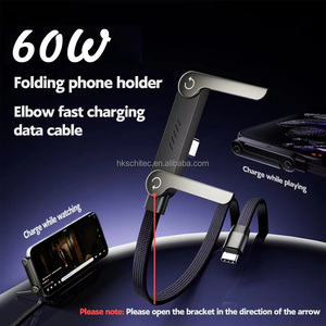 Cable USB C Schitec de nuevo diseño, aleación de zinc, 60W, 1m, con soporte ajustable para teléfono, cable de carga para teléfono móvil. - Product Image 5
