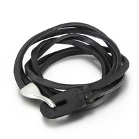 Mode hommes acier inoxydable hameçon boucle peau de vache Bracelet en gros tissé en cuir véritable Bracelet multicouche pour cadeau
