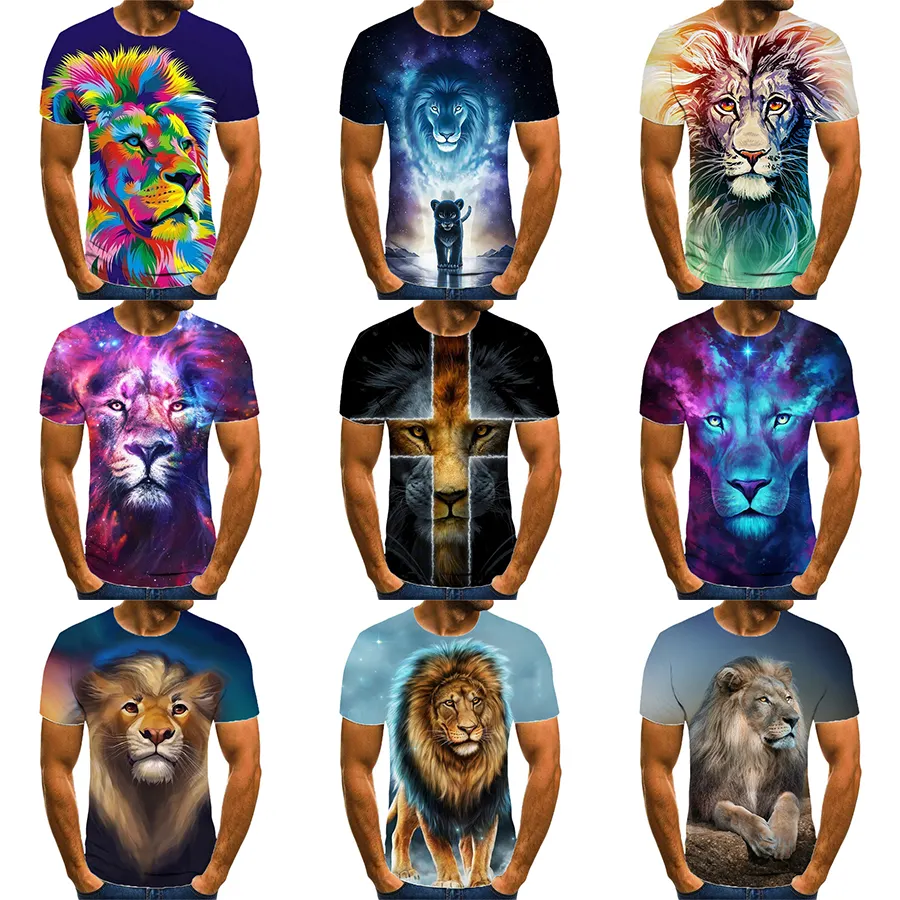Lion Tiger 3D Printed T-shirt for Men 2022 Fashion Funny Animals 3d Printing T Shirt From Men's Over Size Casual Fashion Tshirts