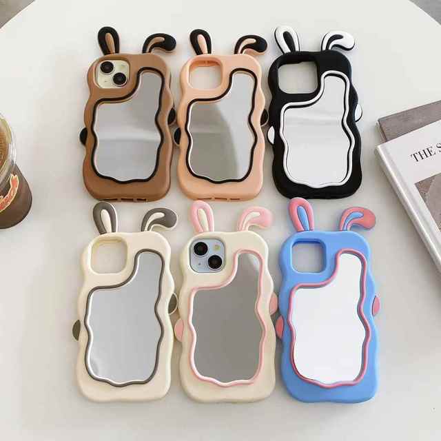 New 3D Cartoon Rabbit Ear Mobile Phone Case for 11-17 Pro Max with Screen Protector Shockproof Back Frosted Cover