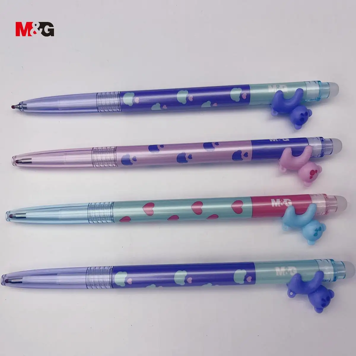 M&G Stationery Supply 0.4mm Cute Bear Erasable Gel Ink Pen for Student Kids with Eraser Walmart Wholesale
